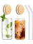 2li Bambu Kapaklı Pipetli Isıya Dayanıklı Cam Bardak 550 ml Kola Kutu Şekilli Kahve Sunum Bardağı 2