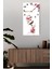 Pembe Çiçekler ve Kuş Desenli Temperli Cam Tablo Saat 30×60 cm Hd Uv Baskı– CUSD223 2