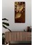 Temperli Cam Tablo Saat – Altın Hatlı Çiçek Desenli Kahverengi Tasarım (30X60 Cm)– Uv Baskı– CUSD109 2