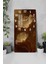 Temperli Cam Tablo Saat – Altın Hatlı Çiçek Desenli Kahverengi Tasarım (30X60 Cm)– Uv Baskı– CUSD109 6