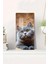 Temperli Cam Tablo Saat – Sevimli Gri Kedi Tasarımı (30×60 Cm)– Uv Baskı– CUSD133 1