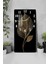 Temperli Cam Tablo Saat – Siyah Zeminli Altın Yaprak Desenli Tasarım (33×33 Cm)– Uv Baskı– CUSD121 6