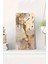 Bej ve Altın Damar Desenli Temperli Cam Tablo Saat – 30×60 cm Hd Uv Baskı– CUSD204 1
