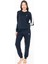 20115 Kadın Lacıvert Yuvarlak Yaka Uzun Kollu Pijama Takımı 1