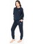 20115 Kadın Lacıvert Yuvarlak Yaka Uzun Kollu Pijama Takımı 2