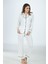 Ekru Penye Önden Düğmeli Pijama Takım 2