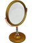 Taş Saplı Yuvarlak 7 Inç= Çap:17.5cm Makyaj Aynası Çift Taraflı Bronz - Gümüş Pls.çerçeve Sabit Ayak (4887) 1