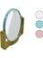 Oval 8 Inç= 20.5X15.5CM Ahşap Bambu Ayaklı Makyaj Aynası Çift Taraflı Renkli Plastik Çerçeve (4887) 1