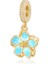 Gold Mavi Çiçek Sallantılı Charm 2