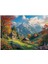 Retro Dağ Çiçek ve Kulube Manzaralı 120 , 255 , 500 , 1000 Parça Ahşap (Mdf) Puzzle Yapboz 1