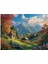 Retro Dağ Çiçek ve Kulube Manzaralı 120 , 255 , 500 , 1000 Parça Ahşap (Mdf) Puzzle Yapboz 4