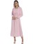 % 100 Pamuk Penye Işlemeli Yarım Patlı Düğmeli Kadın Uzun Kol Klasik Anne Pembe Gecelik DYP1001 1