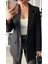 Siyah Yün Effect Blazer Ceket 2