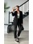 Siyah Yün Effect Blazer Ceket 4