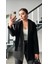 Siyah Yün Effect Blazer Ceket 5