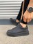 JY007 Alba Bağcıksız Cilt Erkek Günlük Sneaker Ayakkabı Cst Siyah 3