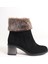 Julıa Fermuarlı Ortopedik Taban Tüylü Topuklu Süet Kadın Bot Sst - Siyah 6