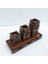 Ahşap Dekoratif Üçlü Mumluk Tealight Mum Uyumlu 5