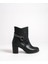 Edna Fermuarlı Ortopedik Taban Taşlı Topuklu Kadın Bot Cst - Siyah 6