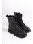 Pamela Bağcıklı Fermuarlı Ortopedik Taban Taşlı Kadın Bot Cst - Siyah 4