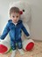 9-12-18-24 Ay Kot Kumaş Kapşonlu Uzun Kol Sweatli Kot Kumaş 3lü Erkek Bebek Takımı Mavi 2