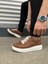 JY151 Boost Bağcıklı Cilt Erkek Günlük Sneaker Ayakkabı Cbt - Taba 3