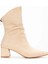 Kadın Bej Süet Körüklü Kısa Kalın Topuklu Bot 3