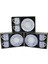 Mavi - Beyaz 4pcs=2-Takım Porselen Kahve Fincanı Çiçek - Çizgi - Nokta Mix Desen (4887) 1