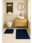 Lacivert Modern Dekoratif Kaymaz Taban Banyo Paspası ve Klozet Takımı 50X80-40X50 cm 2
