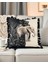 Safari Serisi Elephant Dusk Püsküllü Kırlent Kılıfı 42X42 cm | Fil & Egzotik Palmiye Desenli Yastık Kılıfı 3