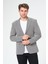 Erkek Slim Fit Blazer Ceket Gri Siyah Desenli 1
