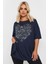 Büyük Beden Bisiklet Yaka Yarım Kollu Payet Süslemeli Yırtmaçlı Bluz 303543 1