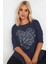 Büyük Beden Bisiklet Yaka Yarım Kollu Payet Süslemeli Yırtmaçlı Bluz 303543 4