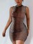 Kadın Kolsuz Desenli Mini Bodycon Dalgıç Elbise 2