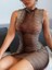 Kadın Kolsuz Desenli Mini Bodycon Dalgıç Elbise 3