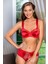Saten Toparlayıcı Minimizer Sütyen ve Yüksek Bel Slip Külot Takım Kırmızı (TRK31521) 2