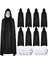 120 cm Siyah Kapüşonlu Pelerin ve Boyanabilir Karton Maske 8’li Set - Lisinya 1