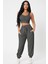Kadın Antrasit Gri Kaşkorse Cepli Jogger Eşofman Altı ve Crop Top Bluz 5