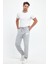 Stwd Baskılı Regular Kışlık 3 Iplik Şardonlu Beli ve Paçası Lastikli Gri Jogger Eşofman Altı RF0545 4