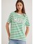Mavi Logo Baskılı Yeşil Çizgili Tişört 1611360-84477 7