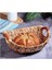 Wicker Serisi Bezli Oval Ahşap Kulplu Hasır Ekmek Sepeti 1