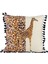 Safari Serisi Giraffe Glance Püsküllü Kırlent Kılıfı 42X42 cm | Zürafa Desenli Dekoratif Yastık 1