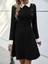 Kadın Uzun Kollu Yakalı A Kesim Kısa Ithal Krep Elbise 7