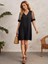 Kadın Tüllü Kısa Kollu V Yaka Krep Elbise 6