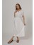 Beli Lastikli Elbise - Beyaz 1
