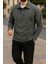 Erkek Polo Yaka Düğmeli Polar Sweatshirt Reglan Kol 1