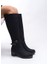 Kadın Topuklu Çizme Toka Detaylı Şık Tasarım Konforlu Kullanım Siyah 6