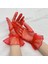 Kısa Boy Likralı Güpürlü Yetişkin Tül Eldiven Kırmızı Renk 5