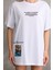 Unisex Bisiklet Yaka Baskılı Oversize T-Shirt - Beyaz 6