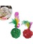 ® 2li Rattan Renkli Peluş Tüy Kedi Köpek Oyuncak Yakalama Çiğneme Çıngıraklı Top Oyuncağı 2